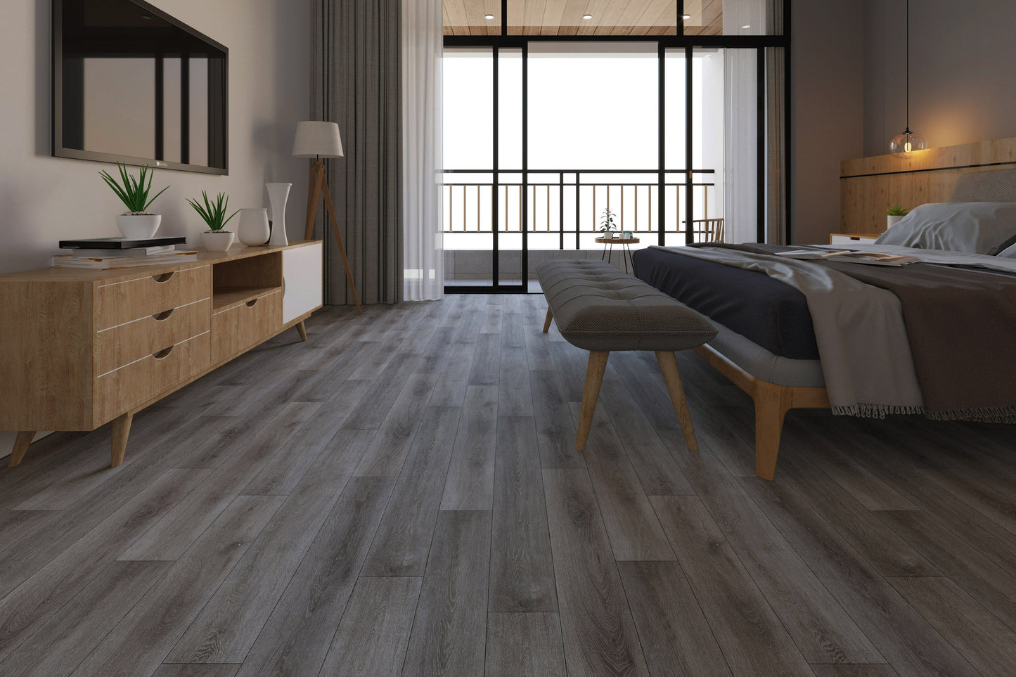 Espresso Ember SPC Click Vinyl Flooring 122X18.1 CM Waterproof Rigid Core Wood Effect Flooring with Built-in Underlay