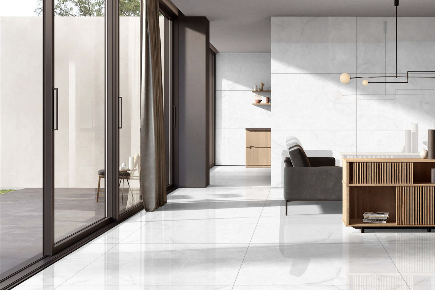 Snow Sheen 30x60 CM Polished Porcelain Marble Look Wall & Floor Tile