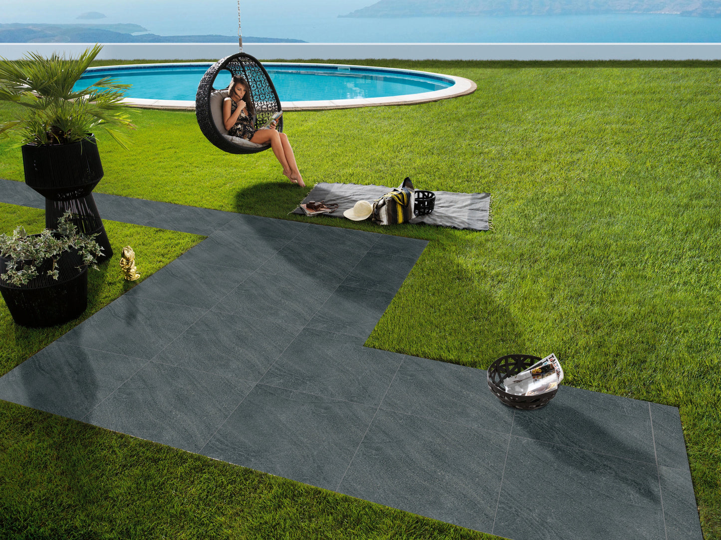 Austin Black 60x90cm (2cm) Outdoor Matt Porcelain Floor Tiles