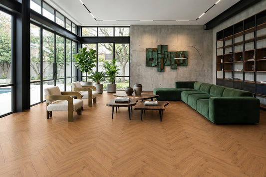 Golden Pine Herringbone SPC Click Vinyl Flooring 1.5sqm Pack Waterproof Rigid Core Wood Effect Flooring with Built-in Underlay – 20 Planks