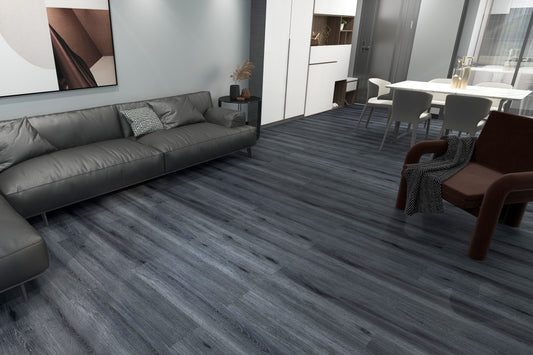 Graphite Grey SPC Click Vinyl Flooring 122X18.1 CM Waterproof Rigid Core Wood Effect Flooring with Built-in Underlay