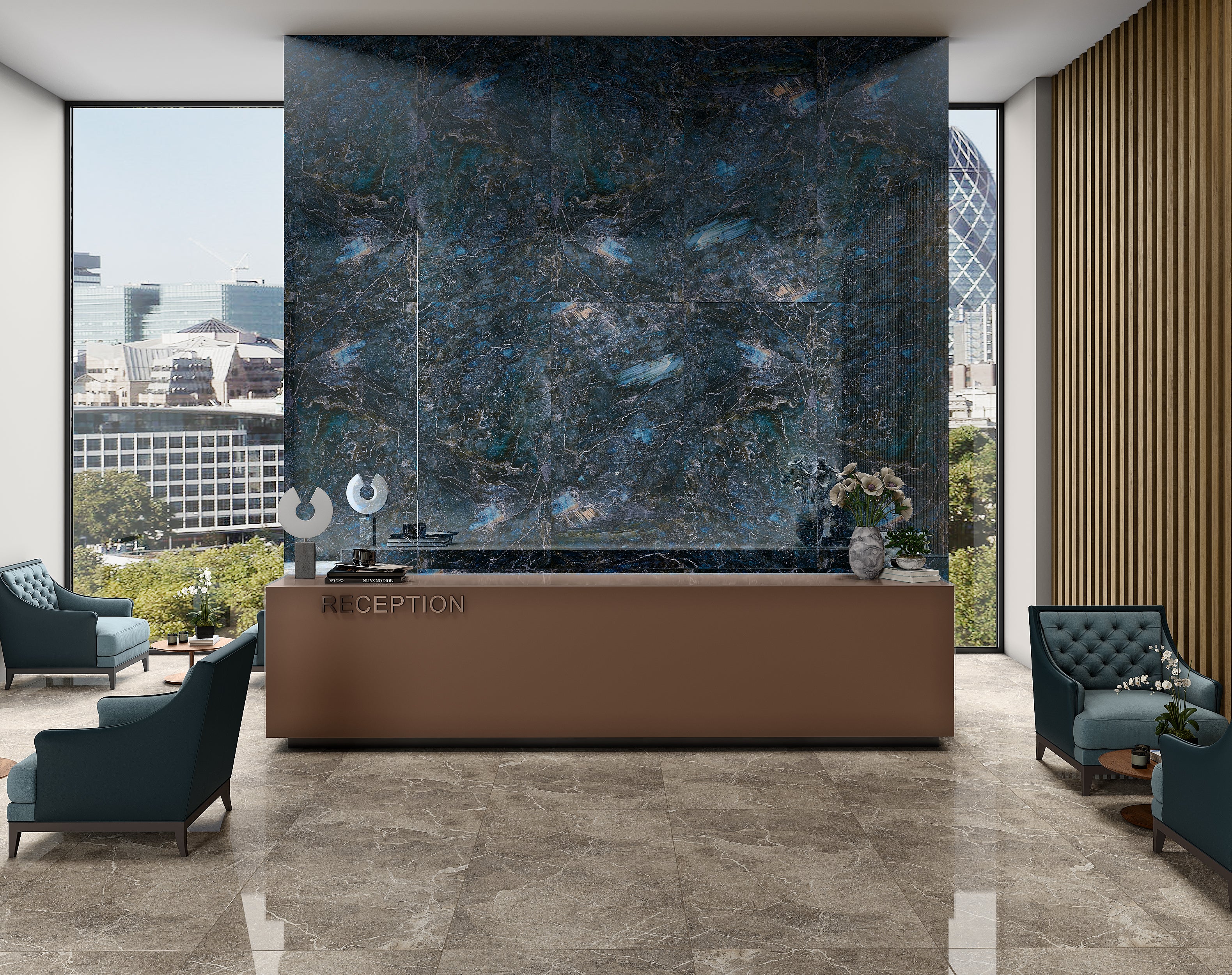 TITAN BLUE 60X120 CM GLASS TILES