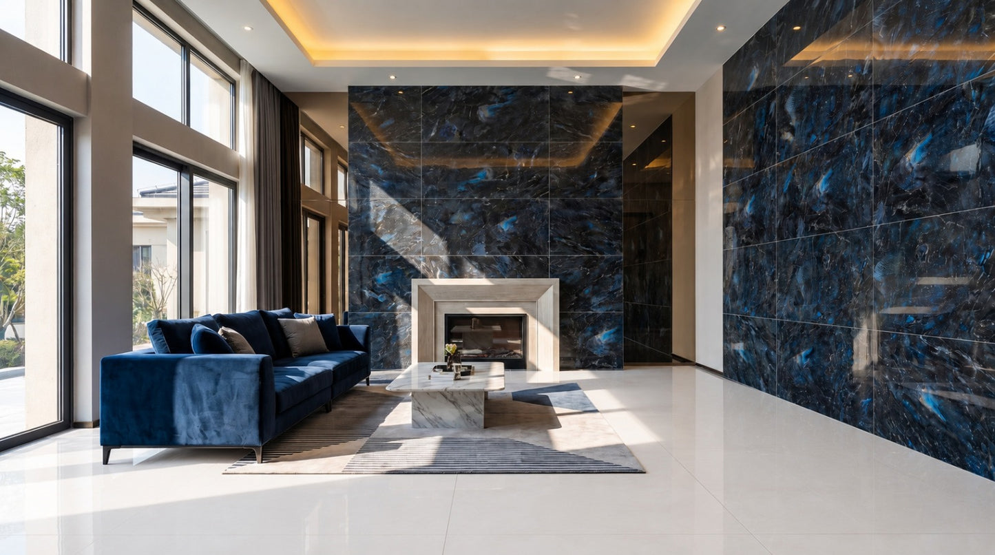 Titan Blue 60x120 CM Glass Tiles