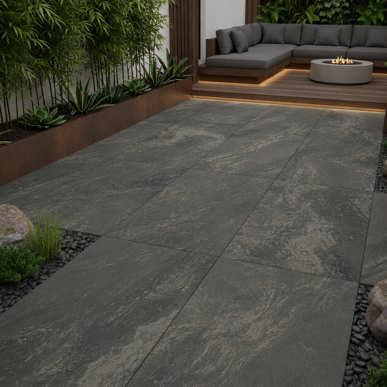 Sahara Anthracite 60x90cm (2cm) Outdoor Porcelain Tiles