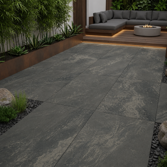 Sahara Anthracite 60x90cm (2cm) Outdoor Porcelain Tiles