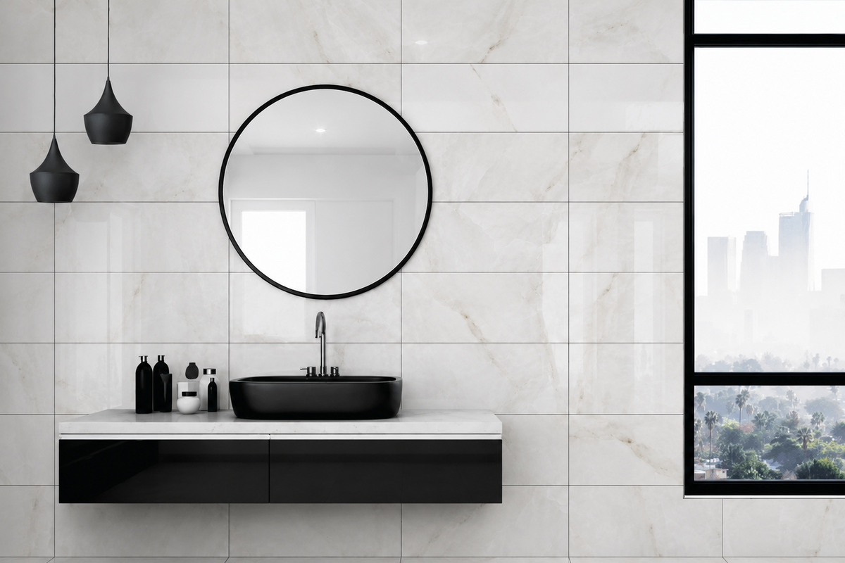 Snow Sheen 30x60 CM Polished Porcelain Marble Look Wall & Floor Tile